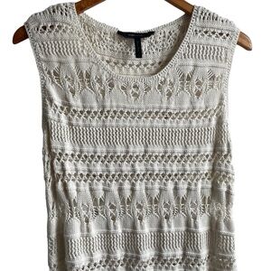 BCBG Max Azria Dress Size L Bohemien Crochet Knit off White